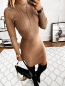 Vestido casual curto de manga comprida tipo pullover - Porto Galem- Com frete grátis