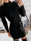 Vestido casual curto de manga comprida tipo pullover - Porto Galem- Com frete grátis