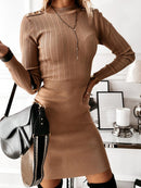 Vestido casual curto de manga comprida tipo pullover - Porto Galem- Com frete grátis