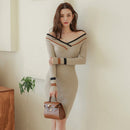 Vestido casual curto manga longa tipo suéter - Porto Galem- Com frete grátis