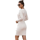 Vestido casual manga comprida de botão - Porto Galem- Com frete grátis