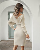 Vestido feminino casual manga comprida tipo morcego - Porto Galem- Com frete grátis