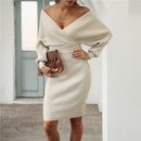 Vestido feminino casual manga comprida tipo morcego - Porto Galem- Com frete grátis